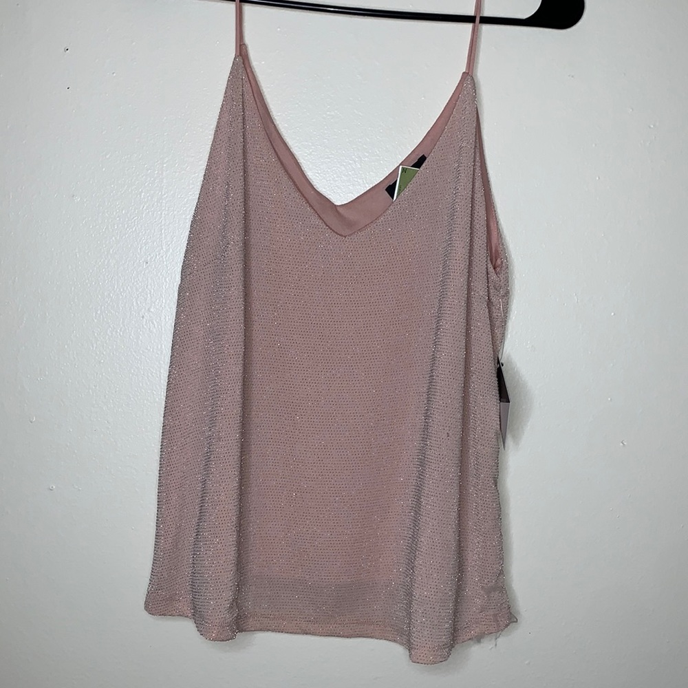 Light pink shimmery spaghetti strap blouse